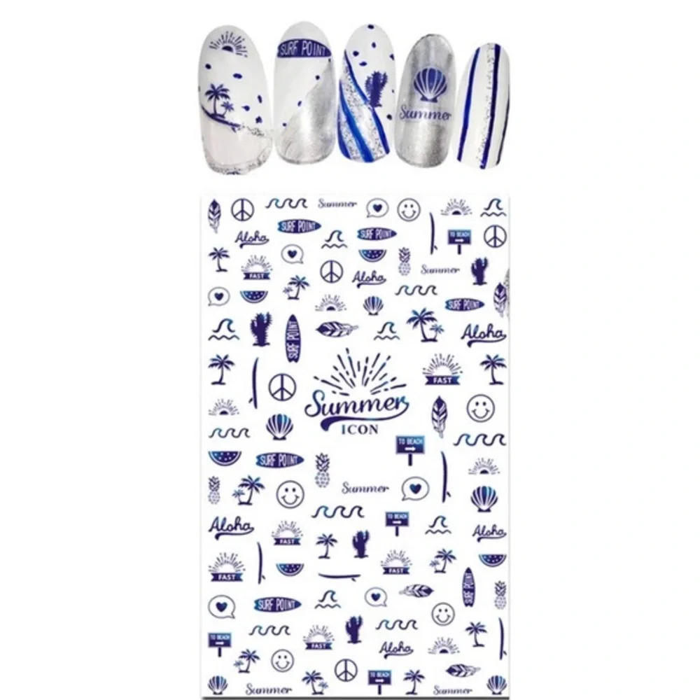 💌 BO/GO$6 🌊  Summer Metallic Blue Nail Stickers